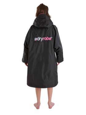 Dryrobe - Kid's Advance Long Sleeve Surf Poncho | Børn | Black/Pink