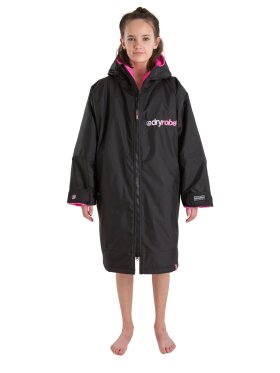 Dryrobe - Kid's Advance Long Sleeve Surf Poncho | Børn | Black/Pink