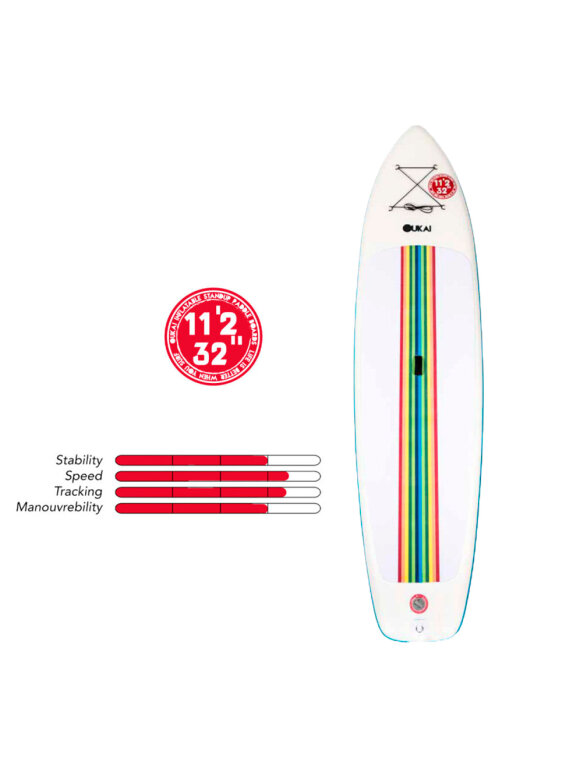 Oukai - Rainbow DBC 11'2 Oppusteligt SUP board | White/Rainbow