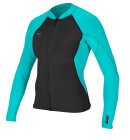 O'Neill - Women's Reactor II 1,5mm Front Zip Jakke | Dame | Black/Aqua