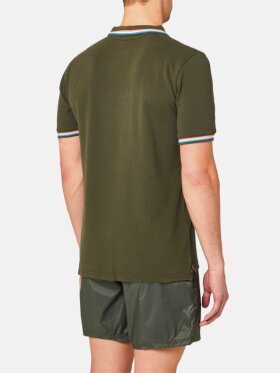 Sundek - Men's Brice Polo Shirt m. tricolore striber | Herre | Dark Green