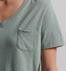 Superdry - Women's Pocket V-neck T-shirt i Øko Bomuld | Dame | Slate Grey