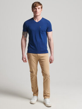 Superdry - Men's Pocket V-neck T-shirt i Øko Bomuld | Herre | Pilot Mid Blue