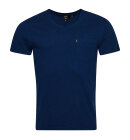 Superdry - Men's Pocket V-neck T-shirt i Øko Bomuld | Herre | Pilot Mid Blue