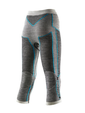 X-bionic - Women's Apani Merino 3/4 skiunderbukser - Dame - Black/Grey/Turquoise