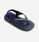 Havaianas - Baby Brasil Logo Klipklapper - Børn - Navy Blue/Citrus Yellow