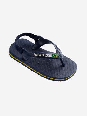 Havaianas - Baby Brasil Logo Klipklapper - Børn - Navy Blue/Citrus Yellow