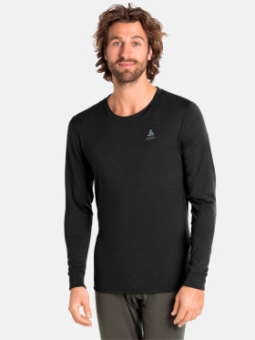 Odlo - Men's Natural Merinould Base Layer Skiundertrøje - Herre - Black