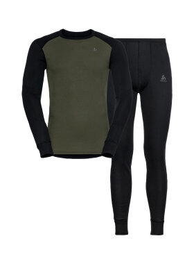 Odlo - Men's Active Warm Eco Skiundertøjssæt - Herre - Black/Green