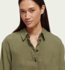 Scotch & Soda - Women's Oversize Hørskjorte - Dame - Olive Green