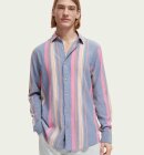 Scotch & Soda - Men's Regular Fit Striped Skjorte - Herre - Blue/Pink Stripe