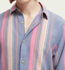 Scotch & Soda - Men's Regular Fit Striped Skjorte - Herre - Blue/Pink Stripe