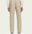 Scotch & Soda - Men's Straight Leg Hørbukser - Herre - Sand/Black Stripe