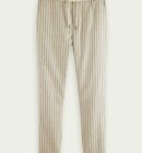 Scotch & Soda - Men's Straight Leg Hørbukser - Herre - Sand/Black Stripe