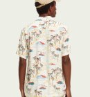 Scotch & Soda - Men's Printed Camp Skjorte - Herre - White Palmtree