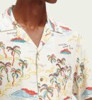 Scotch & Soda - Men's Printed Camp Skjorte - Herre - White Palmtree