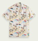 Scotch & Soda - Men's Printed Camp Skjorte - Herre - White Palmtree