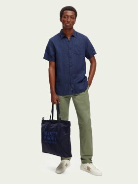 Scotch & Soda - Men's Hør Skjorte m. Korte Ærmer - Herre - Marine Blå