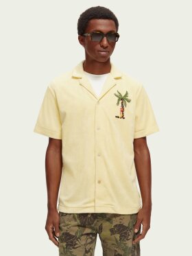 Scotch & Soda - Men's Embroidered Towelling Camp Skjorte - Herre - Banana