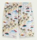 Scotch & Soda - Men's Fave Printed Bermuda Shorts - Herre - White Palmtree