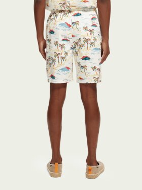 Scotch & Soda - Men's Fave Printed Bermuda Shorts - Herre - White Palmtree