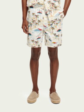 Scotch & Soda - Men's Fave Printed Bermuda Shorts - Herre - White Palmtree