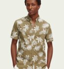 Scotch & Soda - Men's Regular Fit Printed Poplin Skjorte - Herre - Khaki Leaf