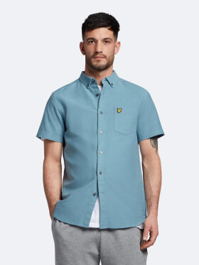 Lyle & Scott - Men's Cotton Slub Short Sleeve Skjorte - Herre - Skipton Blue