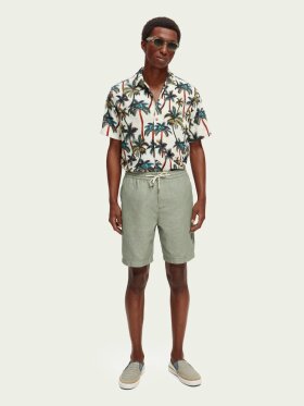 Scotch & Soda - Men's The Fave Hør Bermuda Shorts - Herre - Army