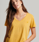 Superdry - Women's Slub T-shirt med V-hals - Dame - Desert Orche Yellow