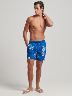 Superdry - Men's Vintage Hawaiian Badebukser - Herre - Mono Hibiscus Cobalt