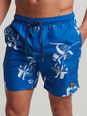 Superdry - Men's Vintage Hawaiian Badebukser - Herre - Mono Hibiscus Cobalt