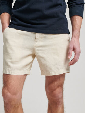 Superdry - Men's Overdyed Hør Shorts - Herre - Birch Beige