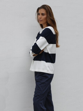 Blue Sportswear - Bess Striped Strik Bluse - Dame - Deep Navy/Ecru