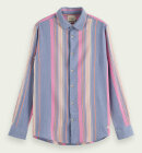 Scotch & Soda - Men's Regular Fit Striped Skjorte - Herre - White/Pink Stripe