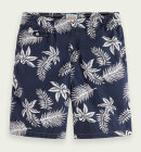 Scotch & Soda - Men's Printed Poplin Bermuda Shorts - Herre - Navy Leaf