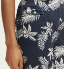 Scotch & Soda - Men's Printed Poplin Bermuda Shorts - Herre - Navy Leaf