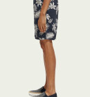 Scotch & Soda - Men's Printed Poplin Bermuda Shorts - Herre - Navy Leaf