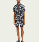Scotch & Soda - Men's Printed Poplin Bermuda Shorts - Herre - Navy Leaf