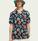 Scotch & Soda - Men's Printed Camp Skjorte - Herre - Navy Fruits Aop