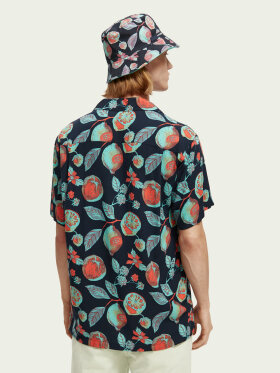 Scotch & Soda - Men's Printed Camp Skjorte - Herre - Navy Fruits Aop