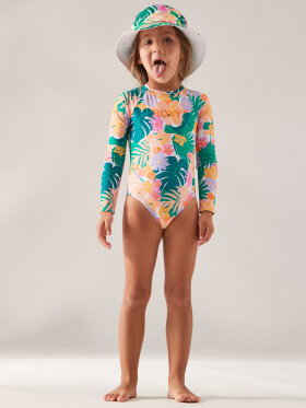 Roxy - Kids Paradisiac Island Long Sleeve Rash Guard Badedragt - Børn - Mint Tropical Trails