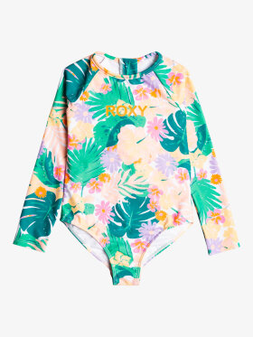 Roxy - Kids Paradisiac Island Long Sleeve Rash Guard Badedragt - Børn - Mint Tropical Trails