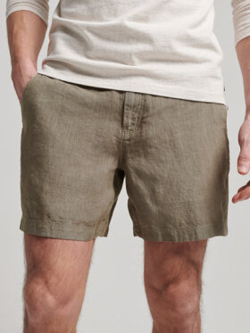 Superdry - Men's Overfarvede Shorts i Hør - Herre - Washed Khaki