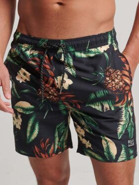 Superdry - Men's Vintage Hawaiian Badeshorts - Herre - Black Pineapples