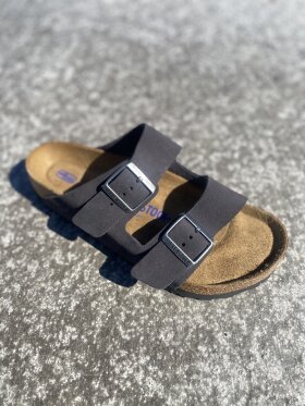 Birkenstock - Arizona Ruskind Sandaler - Unisex - Velvet Gray (beskidt sort)