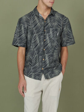 Lightning Bolt - Men's Allover Printed Tropical Hør Skjorte - Herre - Black Brindle