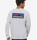 Patagonia - Men's Long-Sleeved P-6 Logo Responsibili T-shirt - Herre - White