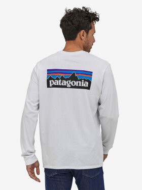 Patagonia - Men's Long-Sleeved P-6 Logo Responsibili T-shirt - Herre - White