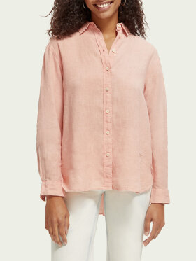 Scotch & Soda - Women's Oversized Natural-Dyed Hørskjorte - Dame - Blush Peach